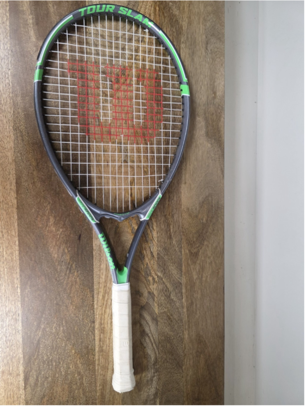 Wilson Tour Slam Tennis Racket 4 1/4 Grip Adult Gray Green Stop Shock Strung